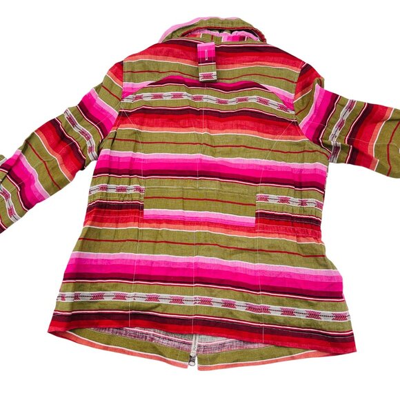 Berek 2 Women's Multicolor Striped Jacket With Zipper & Pockets Medium Linen - Picture 4 of 4